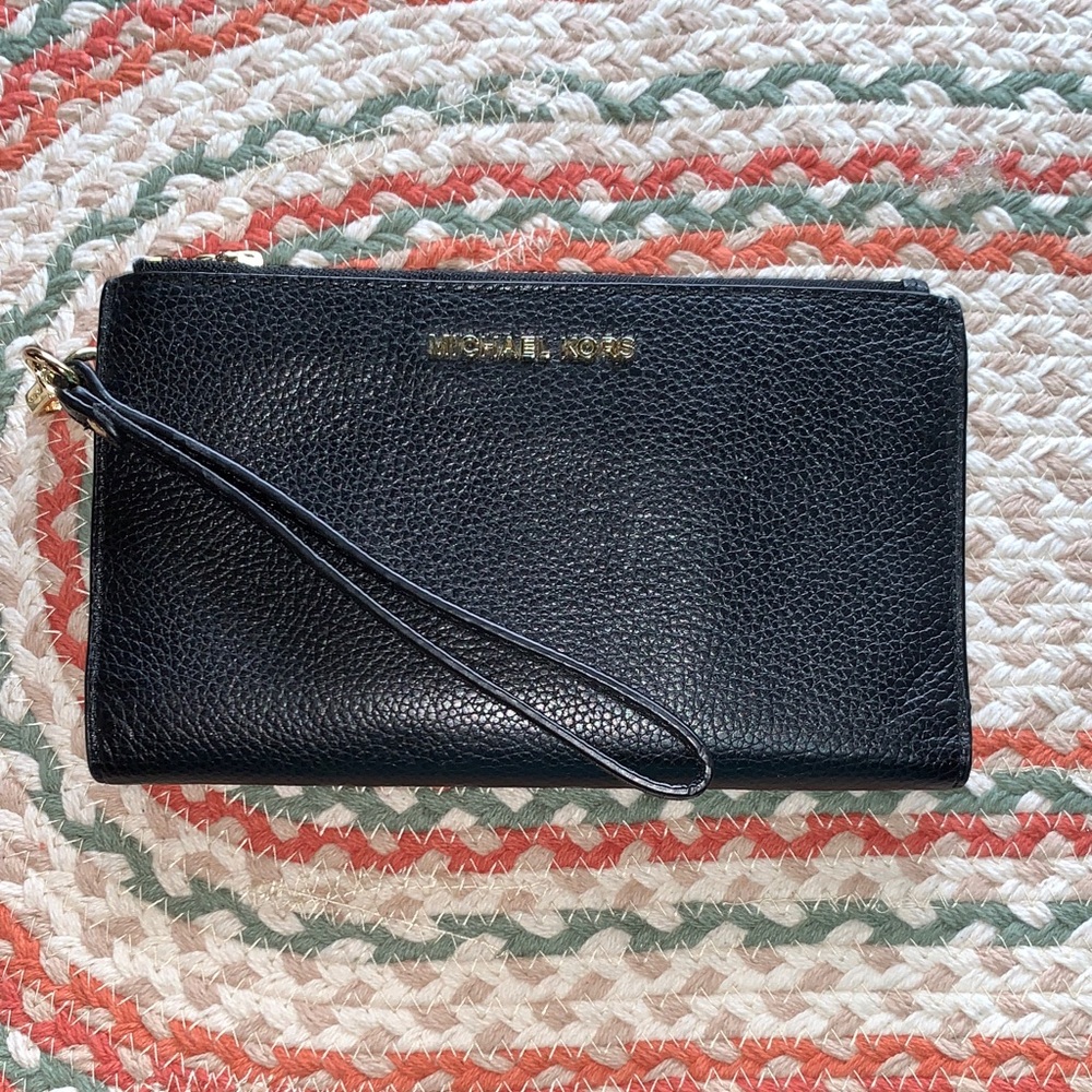 Michael Kors Black Leather Wristlet